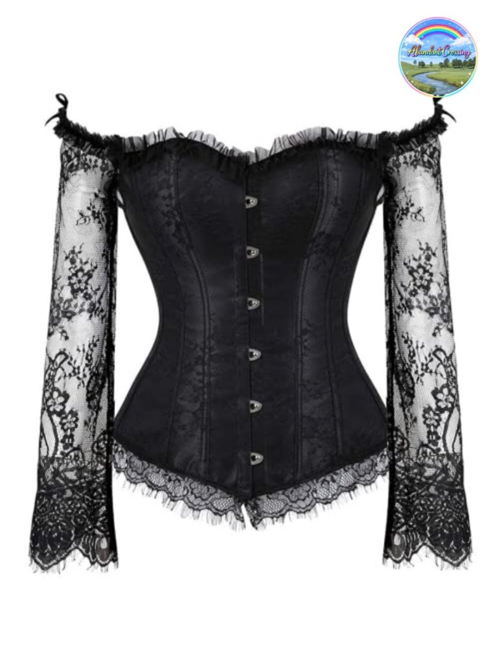 SZIVYSHI Women's Off Shoulder Lace Sleeve Corset Top Bustier